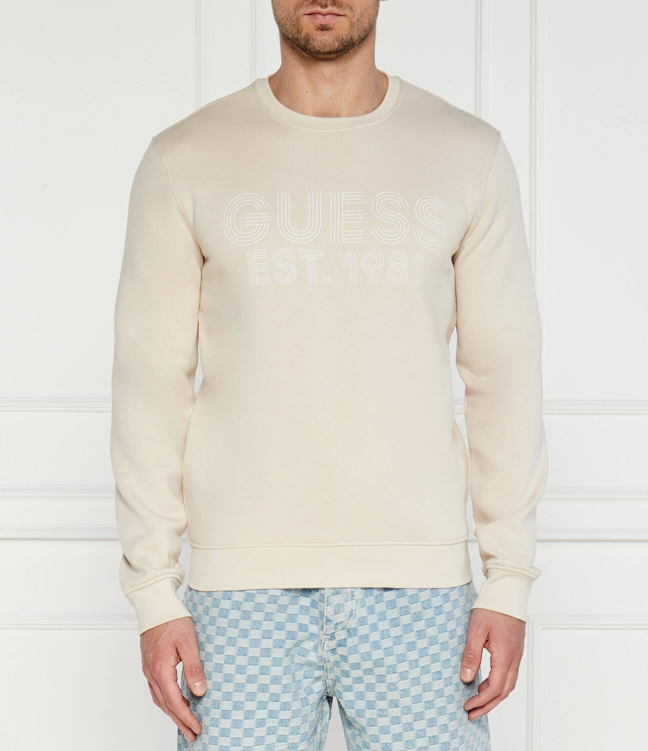 

Толстовка GUESS Slim Fit, бежевый