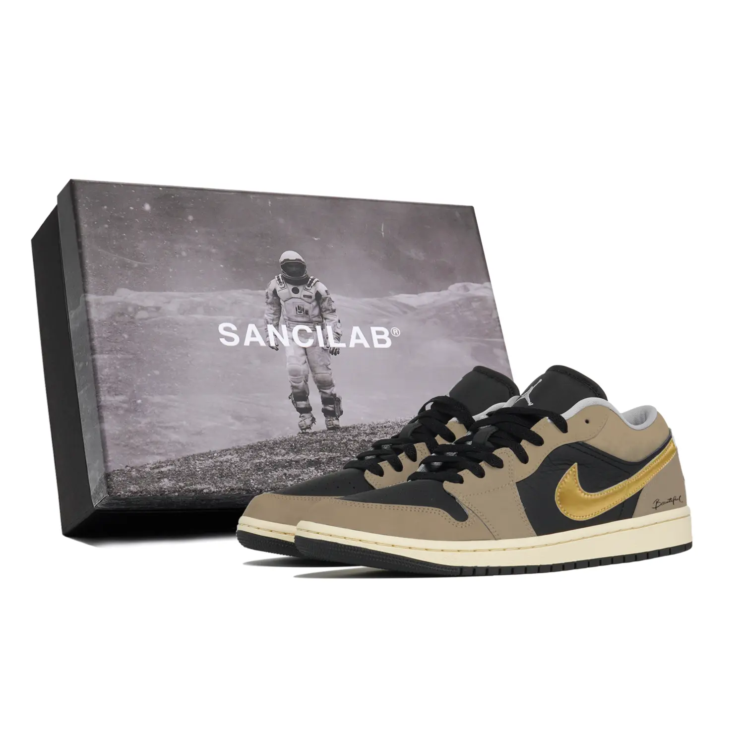 

Jordan Air 1 Horse Year CHY Industrial Manufacturing, Gilded Brown Island, коробка, устойчивая к истиранию, низкие