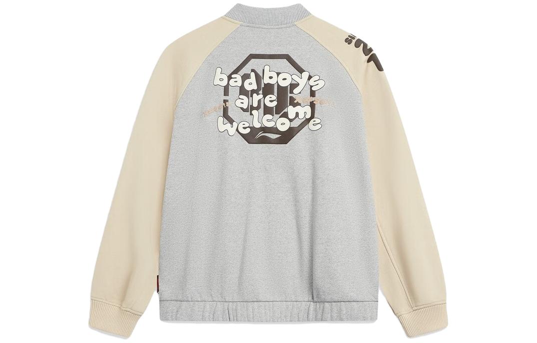 

LINING Бейсбольная куртка Badfive мужская цветочная серая пыльная хаки, Heather Gray Dusty Khaki