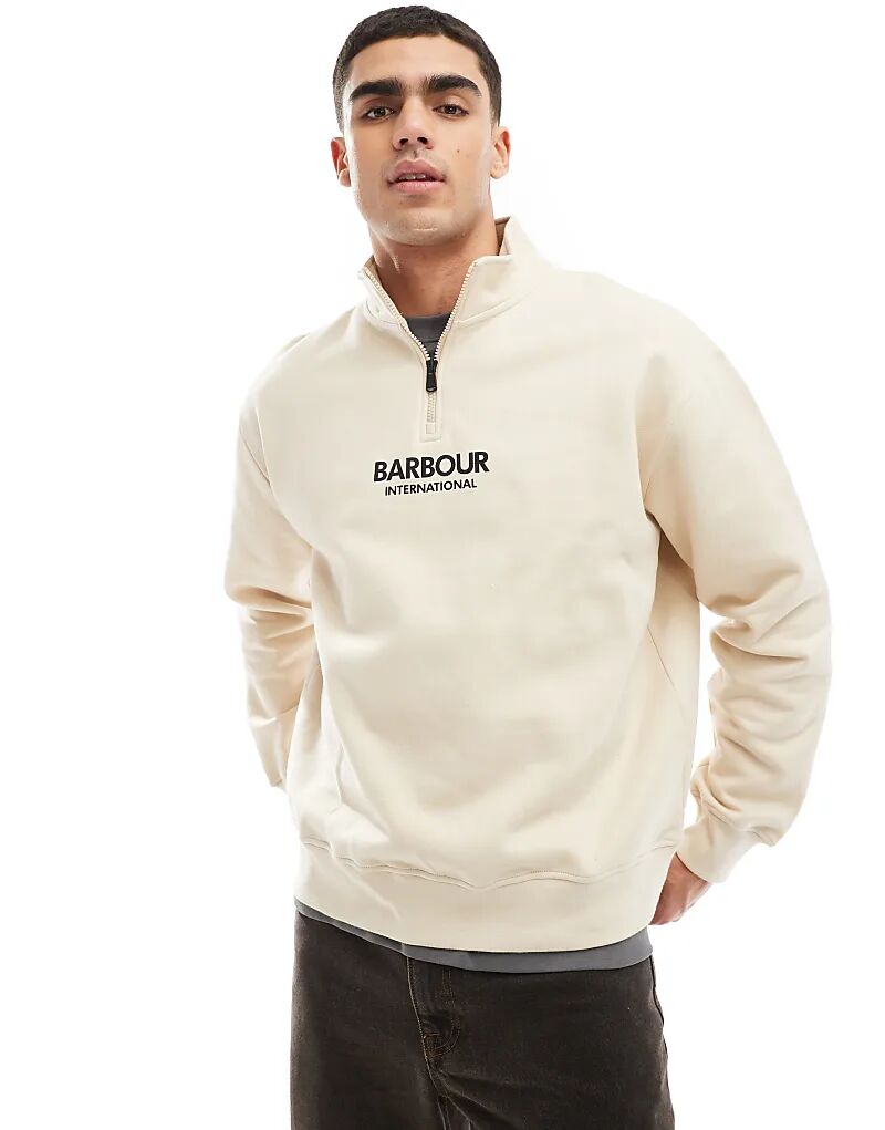 

Толстовка Formula oversize с застежкой-молнией на половину длины в каменном цвете Barbour International