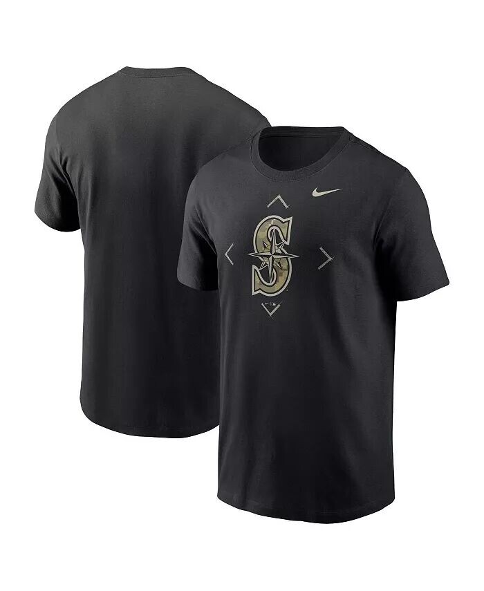 

Мужская черная футболка с камуфляжным логотипом Seattle Mariners Nike, черный