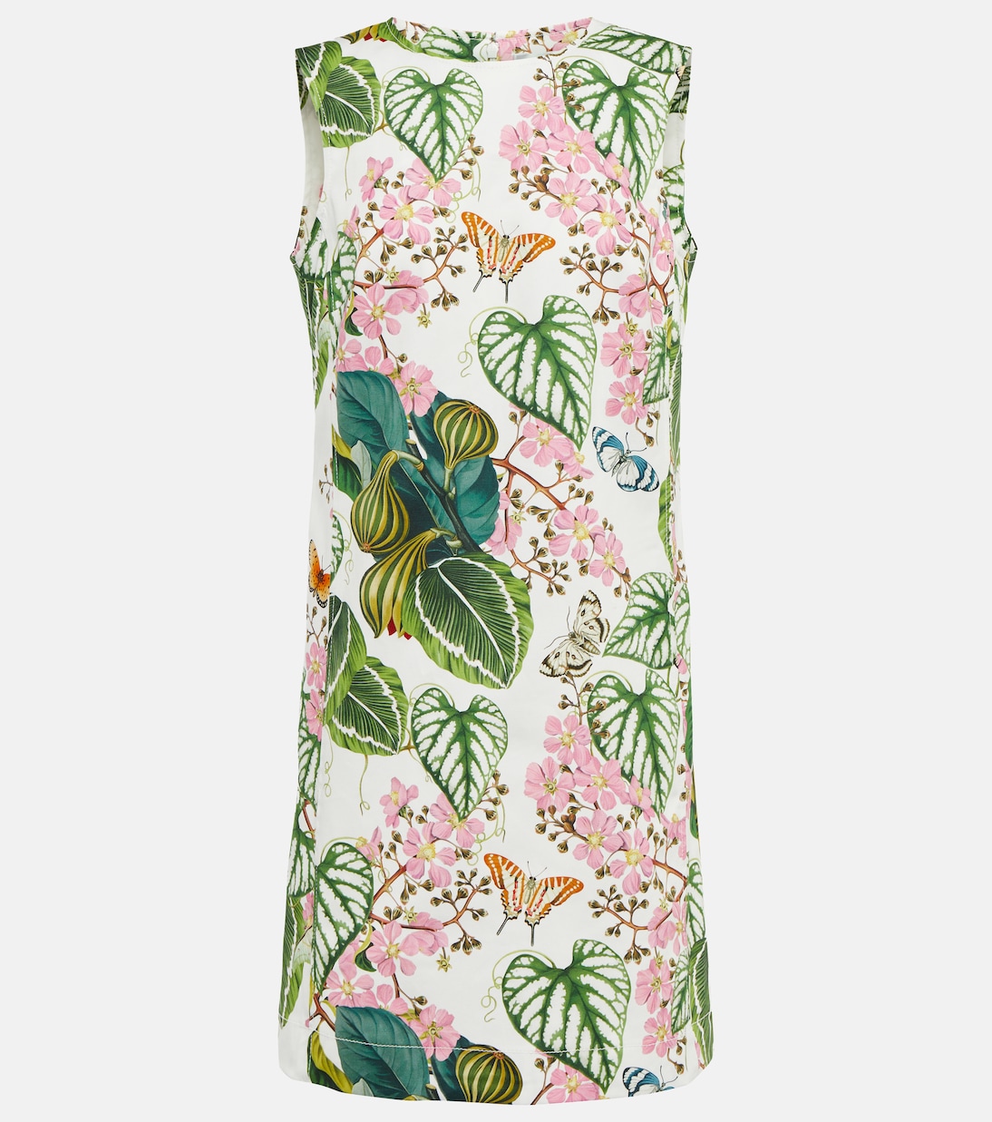 

Мини-платье с цветочным принтом из смесового хлопка Oscar de la Renta, Ivory Multi