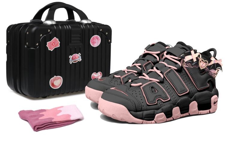 

Кроссовки Nike Air More Uptempo Vintage Basketball Shoes Women's High-Top Black Pink