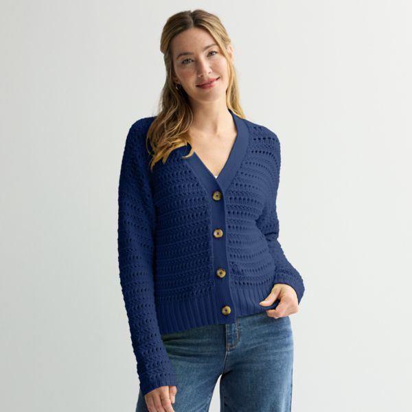 

Женский ажурный кардиган Sonoma Goods For Life, синий