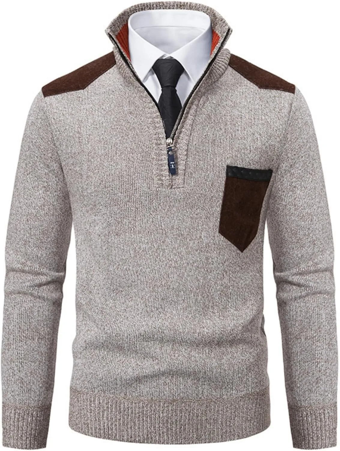 

Мужской свитер Ymosrh с длинным рукавом, четверть-молния и воротник-стойка, термо, размеры M-3XL