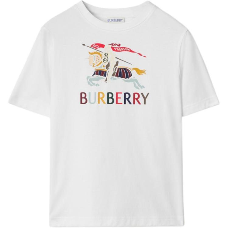 

Детская футболка с круглым вырезом, средней толщины Burberry, белый