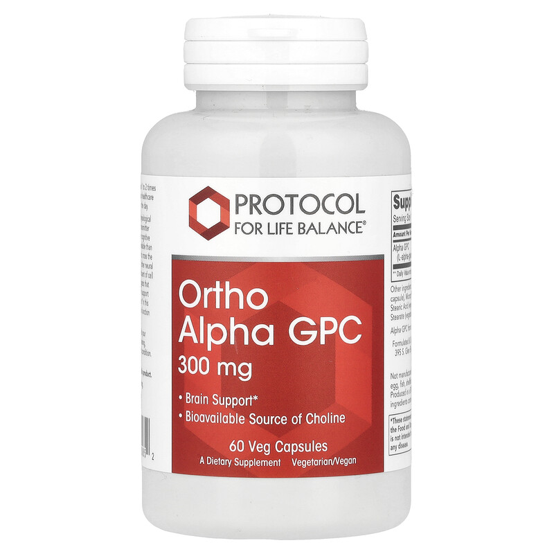 

Protocol for Life Balance, Ortho Alpha GPC, 300 мг, 60 растительных капсул
