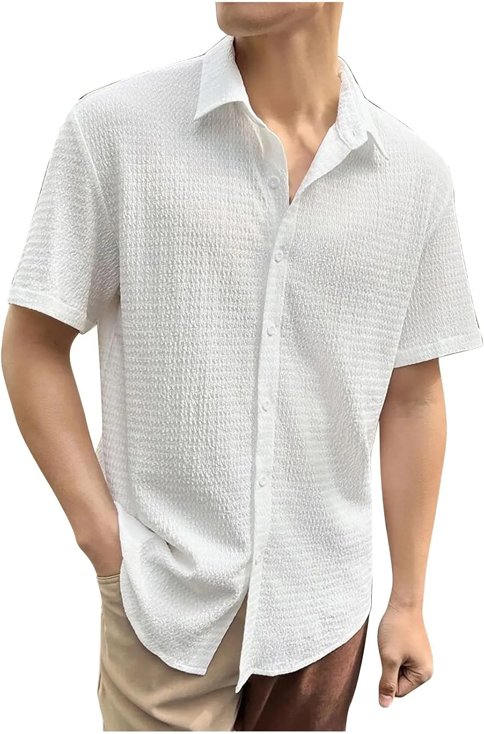 

Мужская летняя рубашка с коротким рукавом из льна