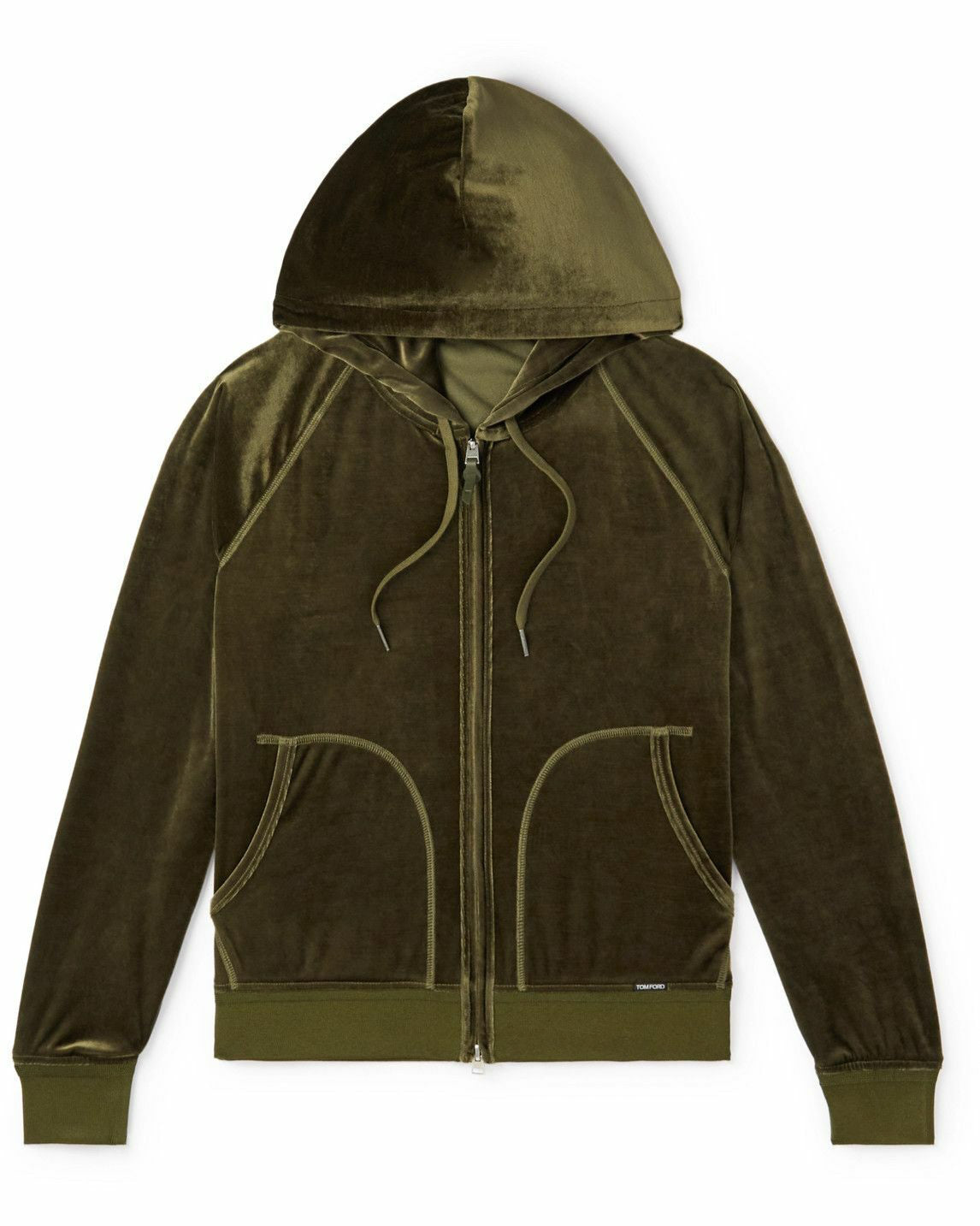 

Толстовка с капюшоном Tom Ford Velvet Zip-up зеленого цвета