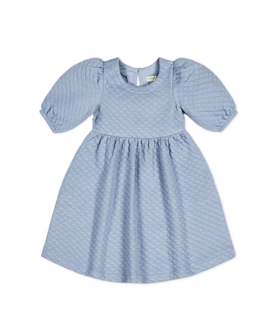 

Стеганое платье для девочек с пышными рукавами Hope & Henry, Dusty blue quilted