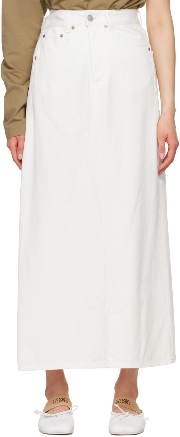 

Белая джинсовая юбка макси с пятью карманами MM6 Maison Margiela