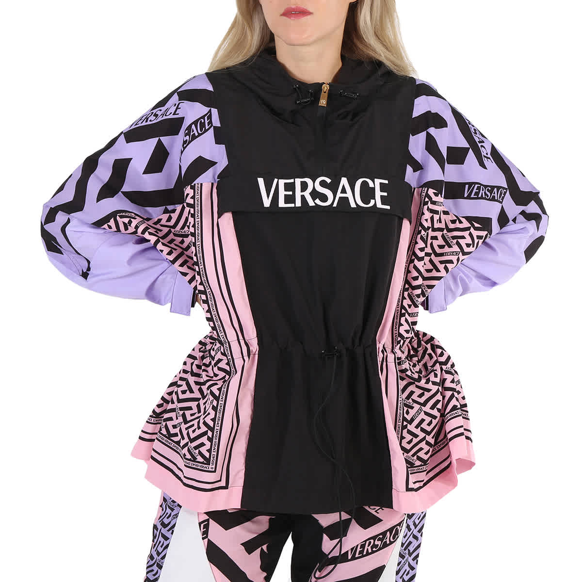 

Женская парка с капюшонон Versace, черный/мультиколор