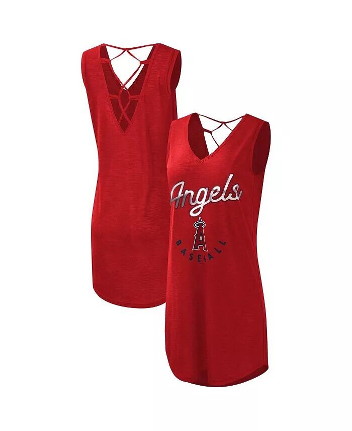 

Женское красное пляжное платье Los Angeles Angels Game Time Slub Beach с V-образным вырезом G-III 4Her by Carl Banks