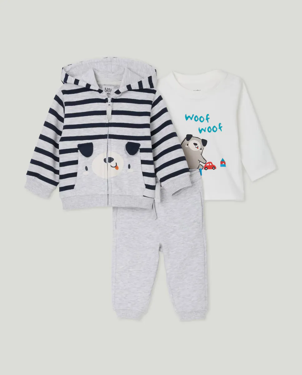 

Комплект из 3 предметов с длинным 3D-принтом для мальчика Baby El Corte Inglés, светло-серый