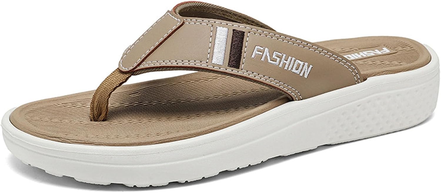 

Мужские шлепанцы на платформе с поддержкой свода стопы, повседневные скользящие горки, нескользящие легкие, мягкие плоские стринги из пены Eva, пляжные горки для повседневного использования Dfhaslkle, хаки