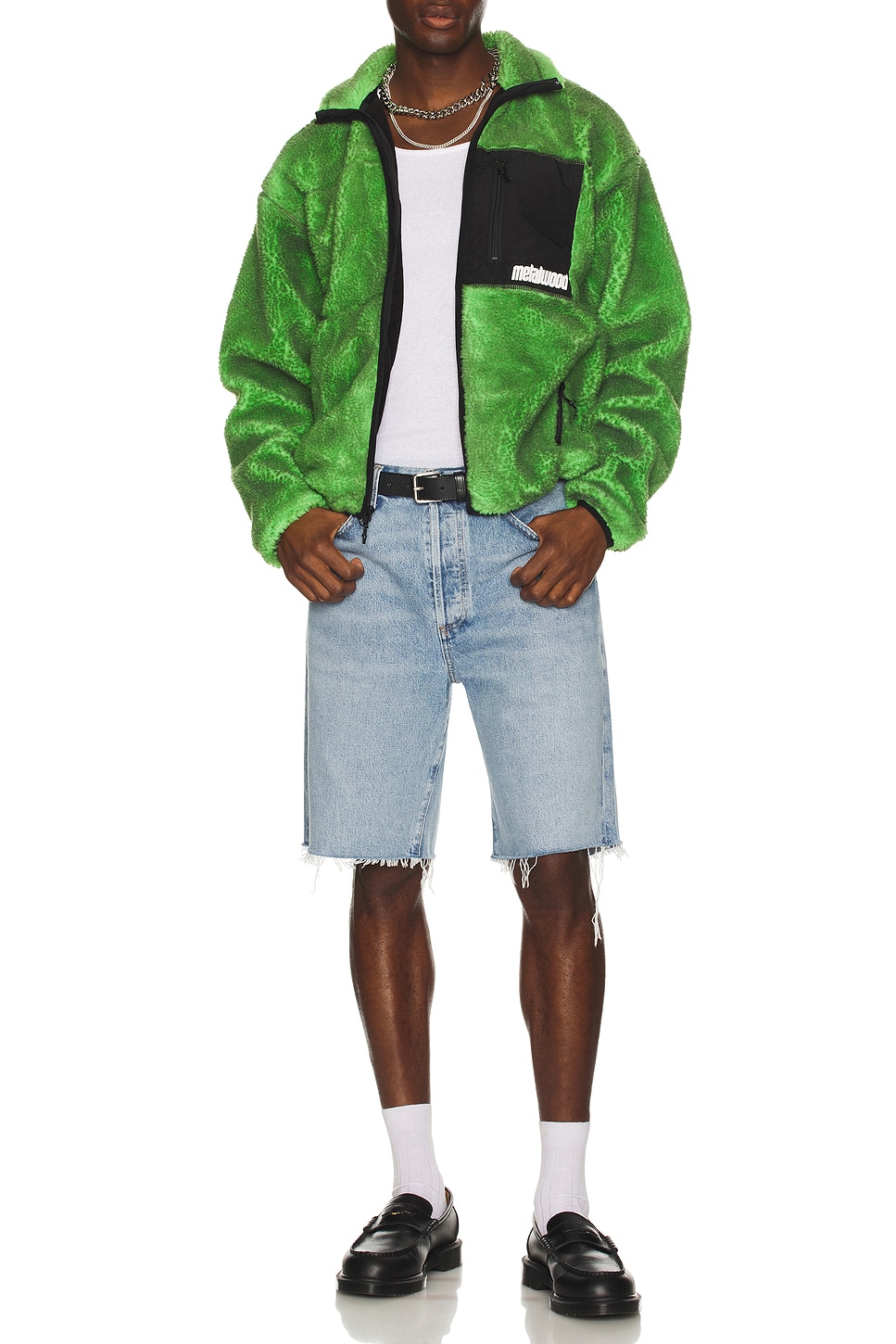 

Раскрашенная куртка из шерпы Sherpa Metalwood Studio, Green