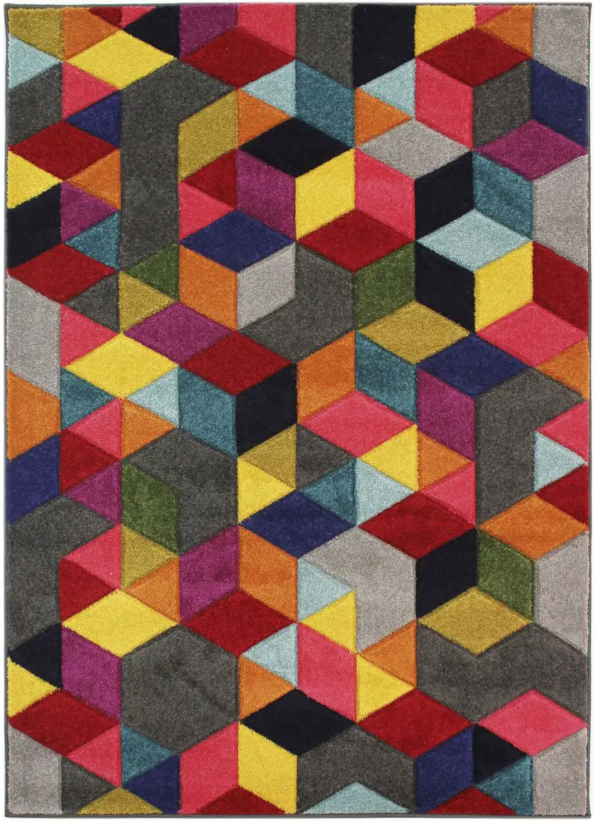 

Ковер FLAIR RUGS "Dynamic", прямоугольный, подходит для пола с подогревом, геометрический дизайн, кубический узор, разноцветный 160х230 см, цвет multi