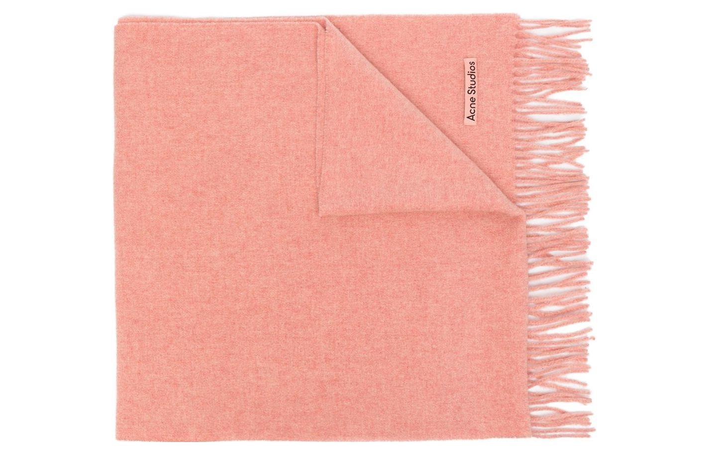 

Бахромчатый шерстяной шарф Acne Studios, розовый