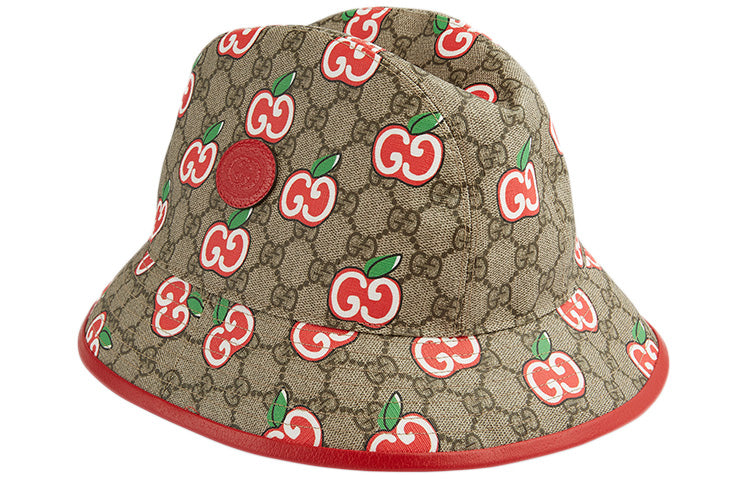 Бейсболка Gucci Canvas Fedora Hat With GG Apple Print 'Beige', коричневый — фото 4