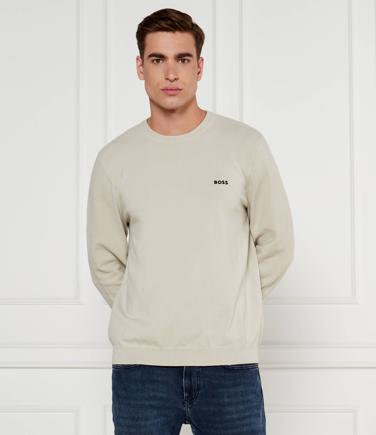 

Свитер BOSS GREEN Momentum-X_CN Regular Fit, бежевый