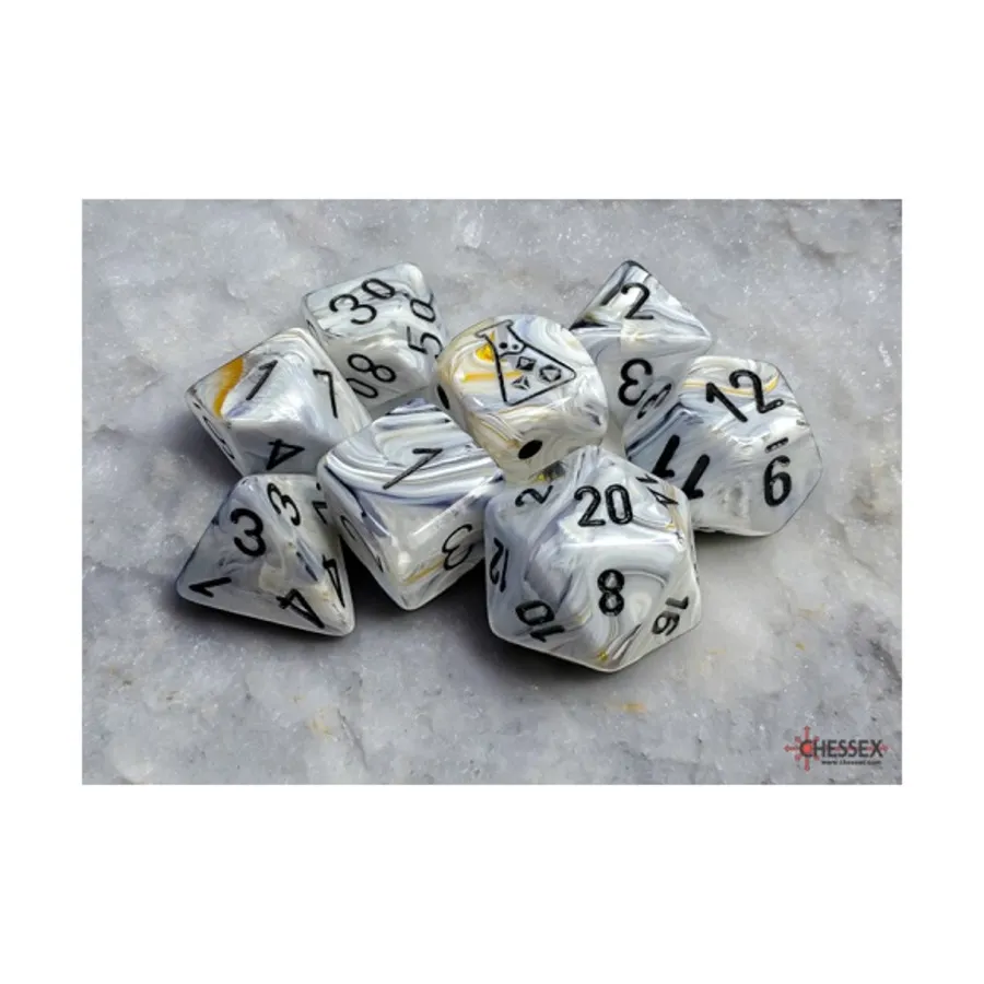 

Poly Set Мраморный кальцит с черным (8), Dice - Lab - Poly Sets (Chessex)