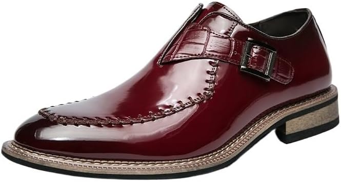 

Мужские классические оксфорды, с пряжкой-монах, кожаные деловые туфли оксфорды, для вождения, комфортные, для вечеринок и свадеб Zestrelax, красный