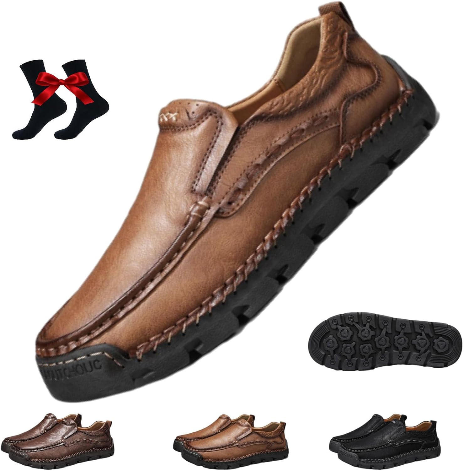 

Мужские ортопедические туфли для равновесия, водонепроницаемые ортопедические туфли для вождения, мужские мокасины из натуральной кожи, ручная работа, без шнурков Ghtrhsb, светло-коричневый