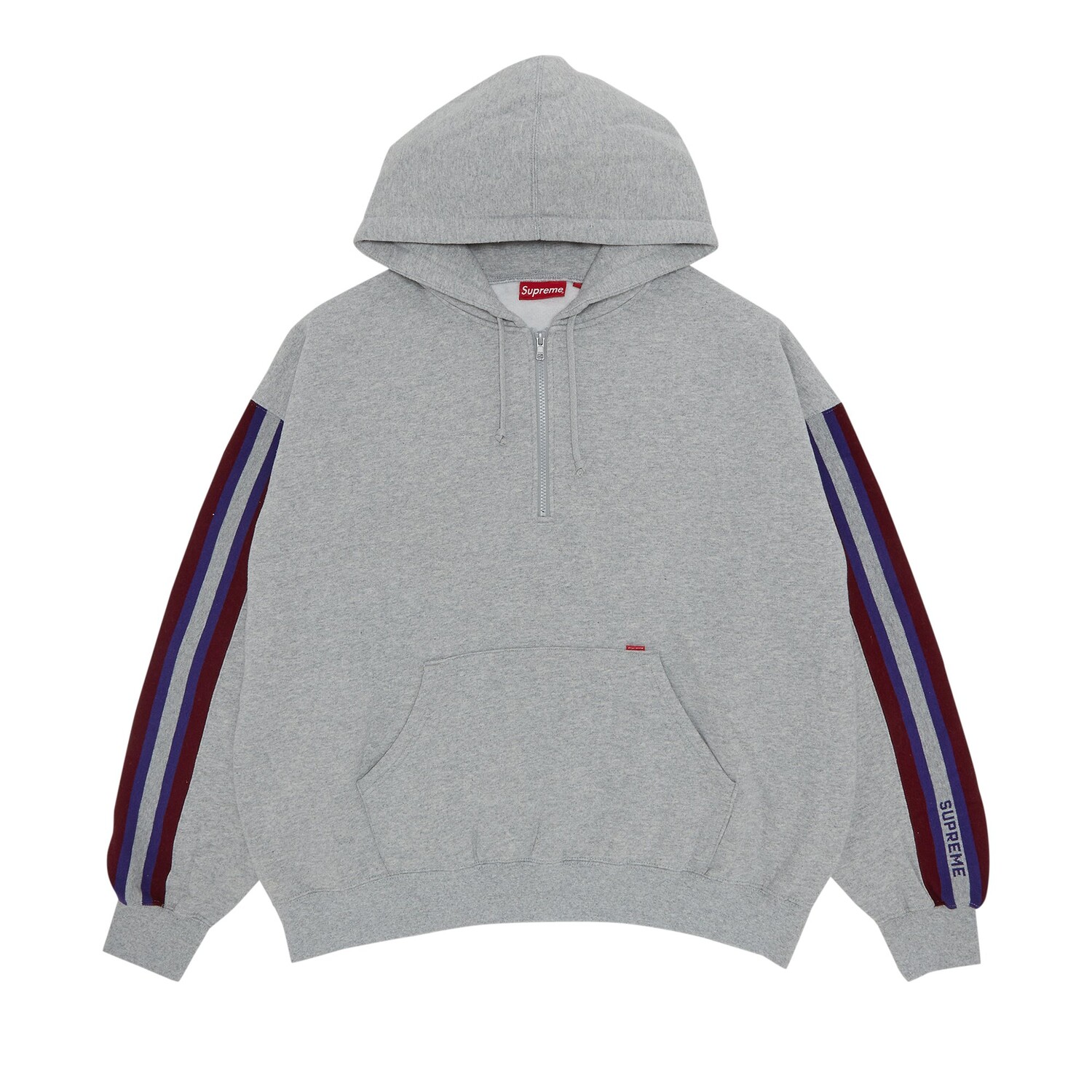 

Толстовка Supreme с капюшоном и молнией до половины, Heather Grey