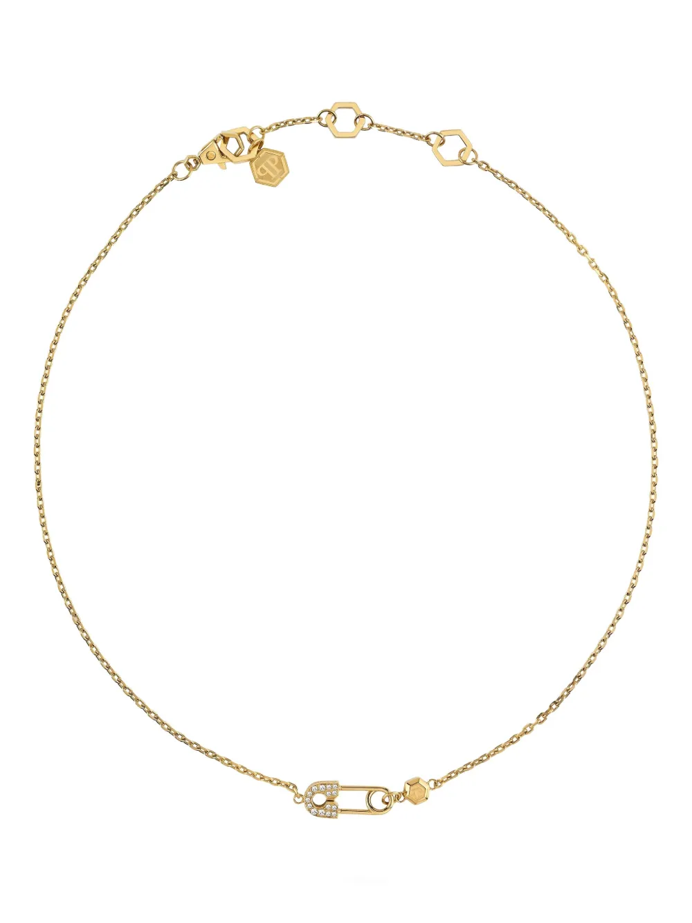 

Золотое ожерелье с кулоном в виде булавки, украшенной кристаллами Philipp Plein, золотистый