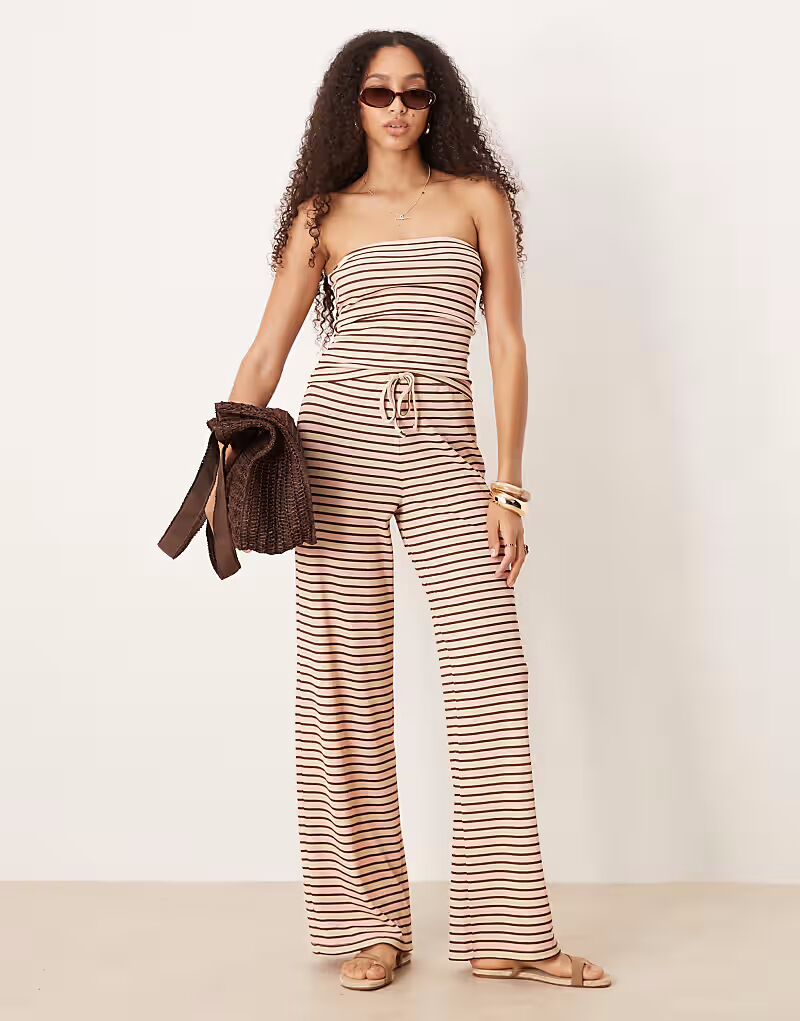 

Широкие брюки в полоску ASOS DESIGN кремового цвета