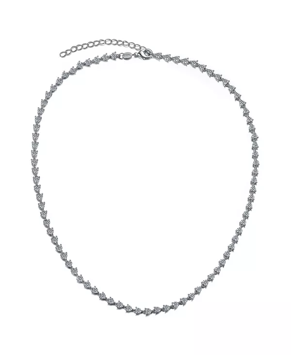 

Теннисное колье в форме сердца с покрытием из белого золота и прозрачными кубическими цирконами Genevive, white