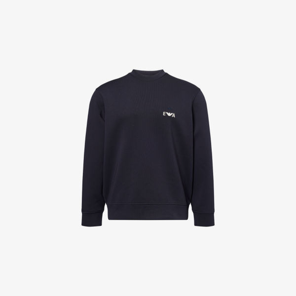 

Свитшот Emporio Armani из хлопкового джерси с вышитым логотипом, темно-синий