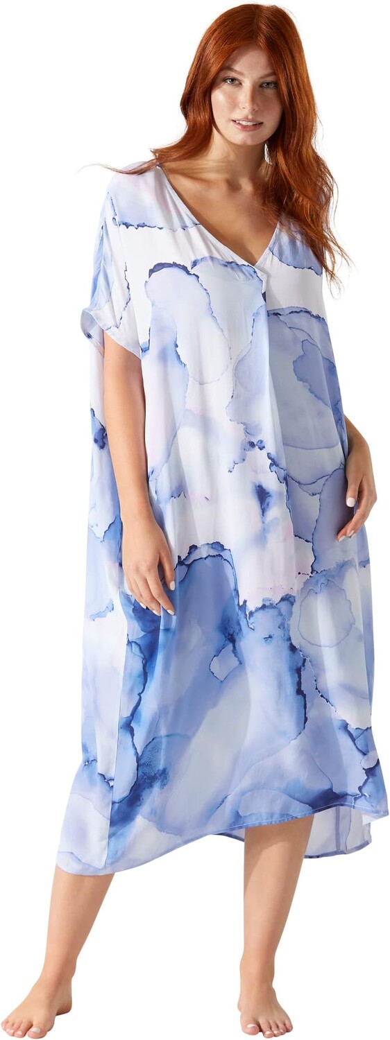 

Купальник Tommy Bahama Abalone Engineered V-Neck Long Caftan, цвет Blue Monday