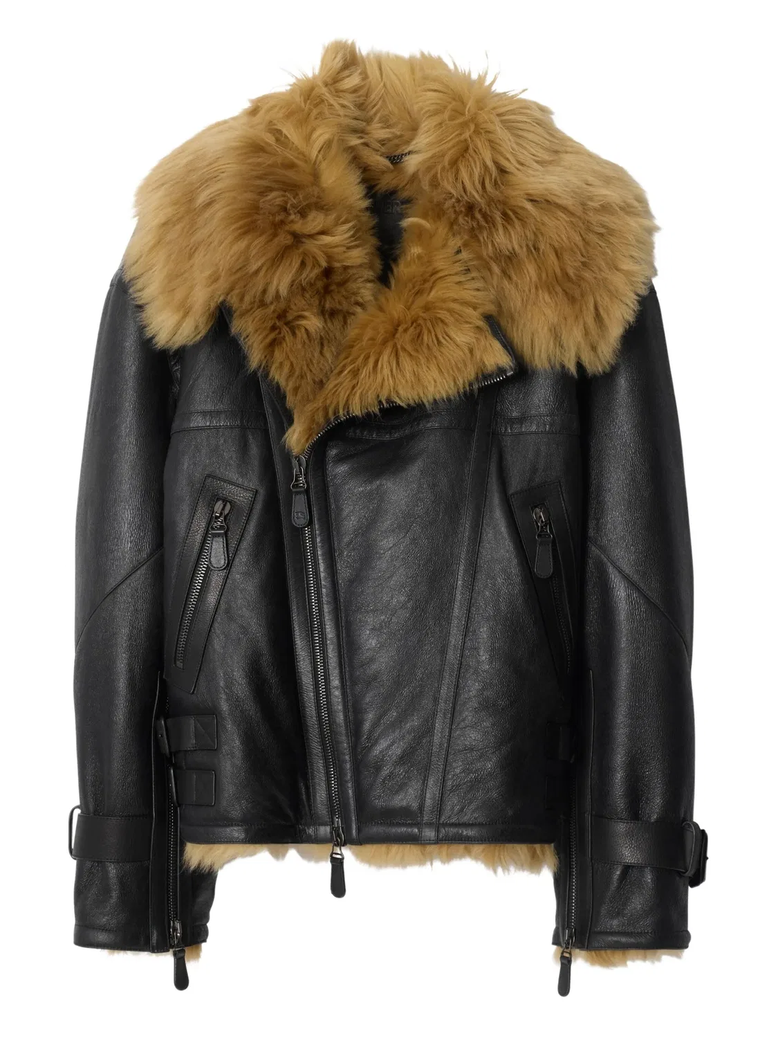 Куртка Burberry с меховым воротником, черный