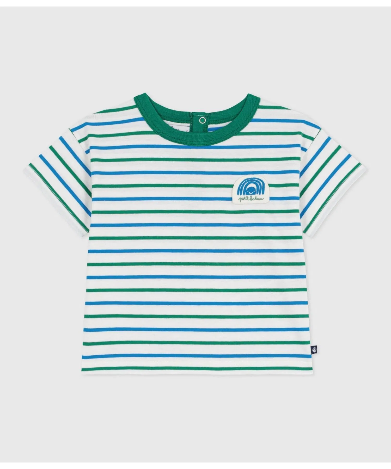 Детская футболка в полоску PETIT BATEAU с логотипом белый — фото 3