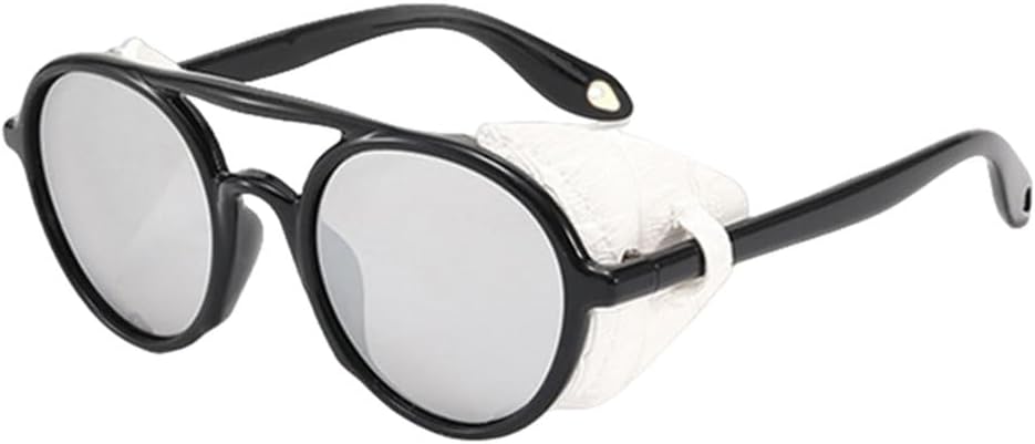 

Винтажные солнцезащитные очки в стиле стимпанк, роскошные, в крупной оправе, для мужчин и женщин, модные круглые солнцезащитные очки с защитой от УФ-излучения UV400 TYUVIVO, Black-silver