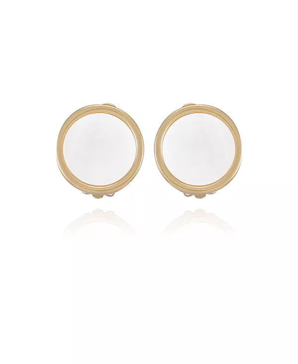 

Золотистые круглые серьги-клипсы в форме десятицентовика T Tahari, gold