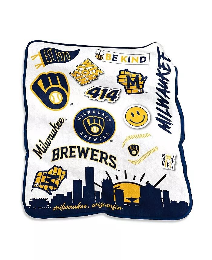 

Плюшевое плед Milwaukee Brewers 50 x 60 дюймов Native Raschel Logo Brands, мультиколор