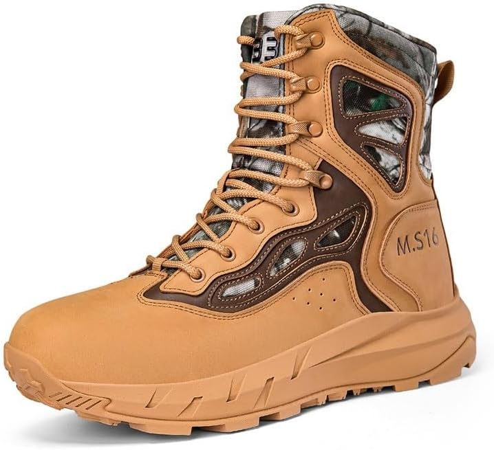 

Мужские высокие ботинки для уличного отдыха- кожаный верх коричневого/армейского зеленого/черного цвета с сетчатыми панелями Heelvirtuosa