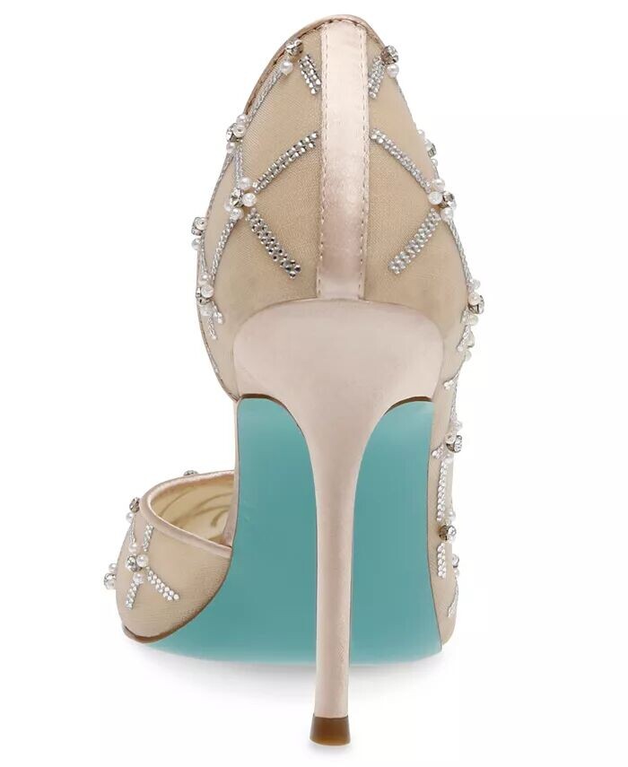 Женские вечерние туфли Cruze, украшенные стразами Betsey Johnson, бежевый — фото 3