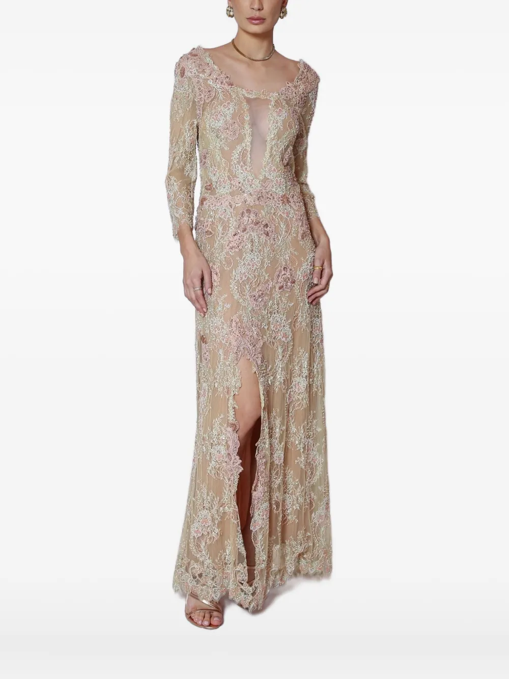 

Макси-платье из вышитого кружева Lethicia Bronstein, нейтральный