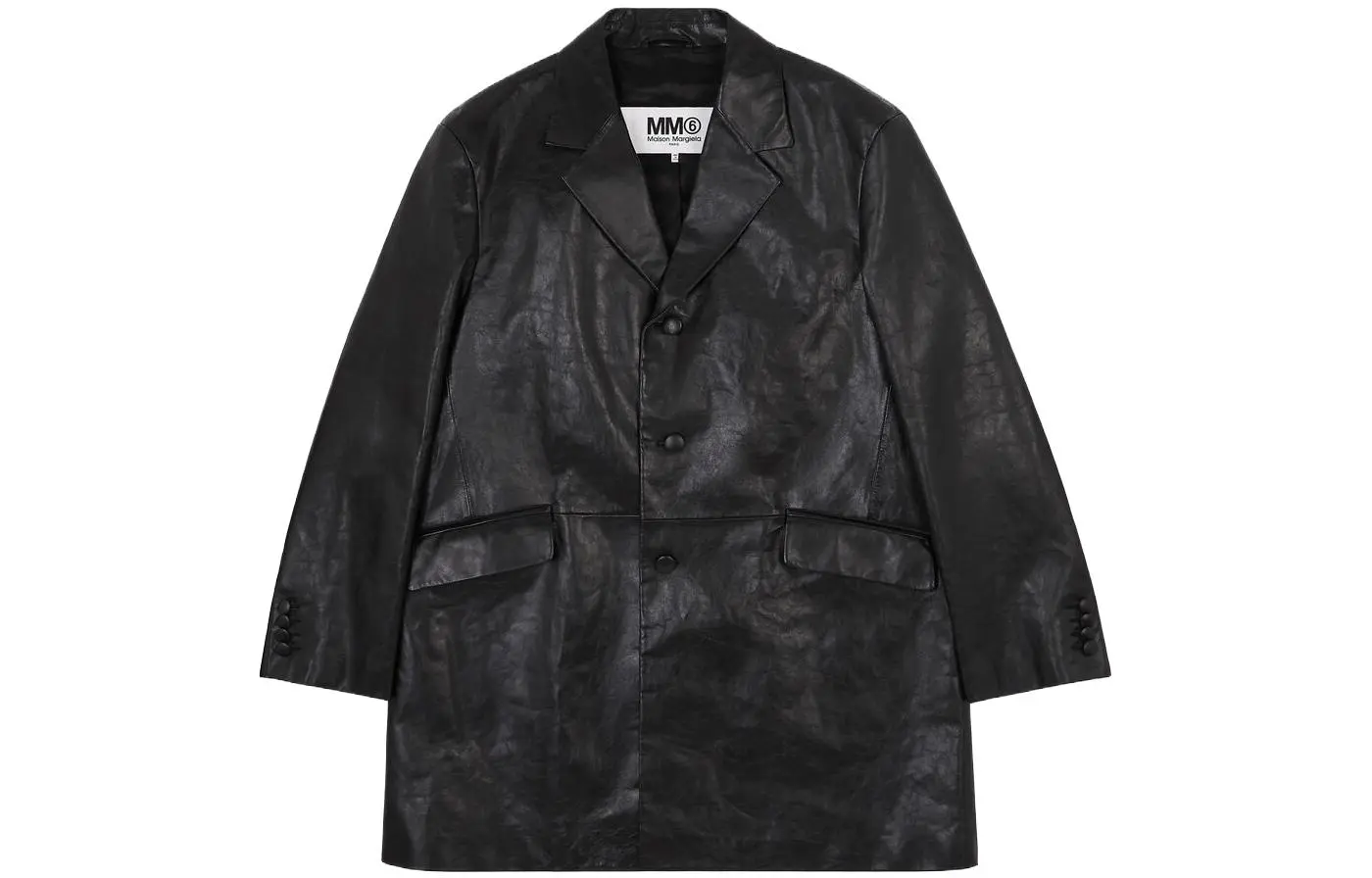 

Кожаная куртка унисекс черная Mm6 Maison Margiela, черный