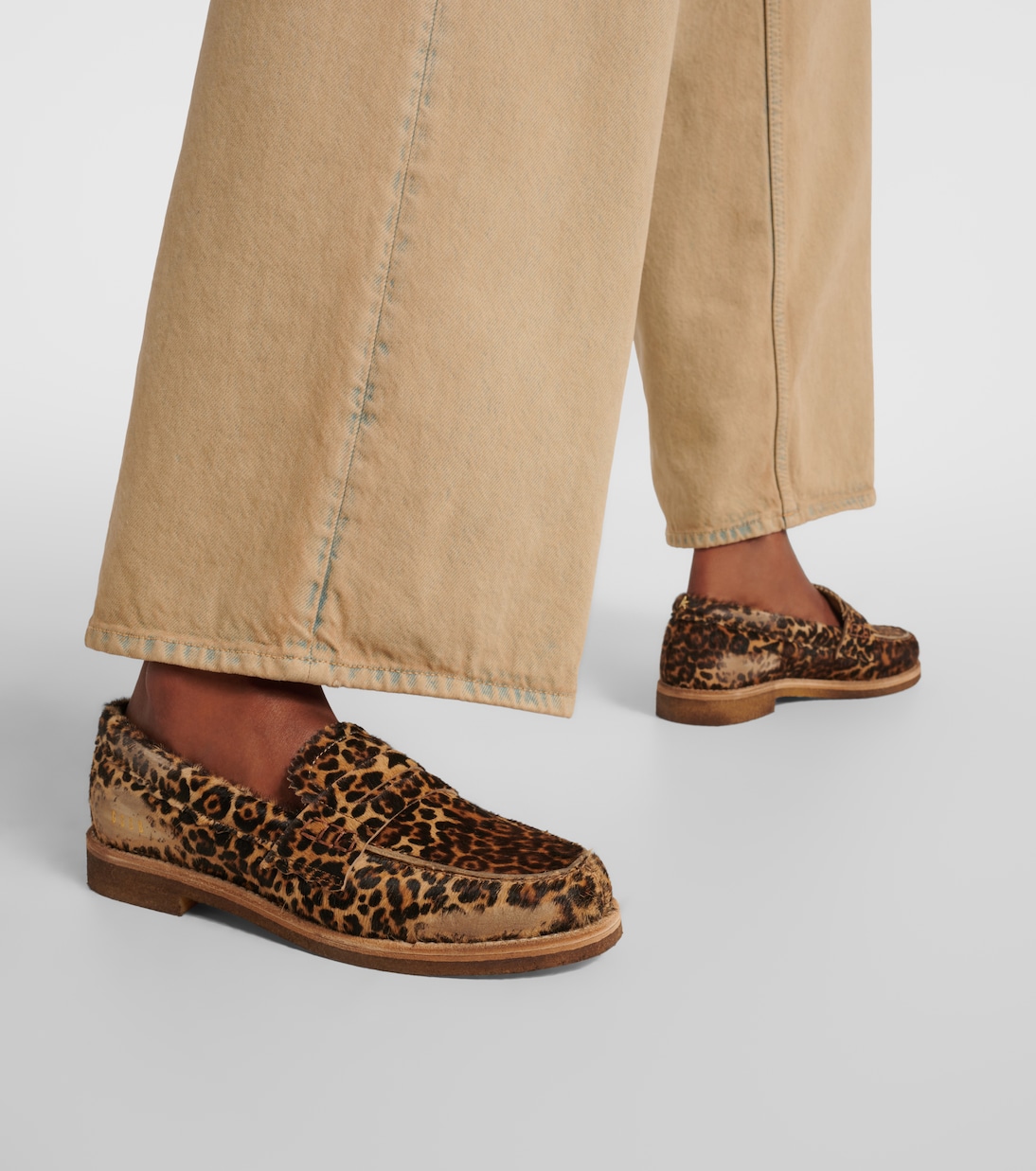 Пенни-лоферы из телячьей кожи Jerry Golden Goose, Beige Brown Leo — фото 4