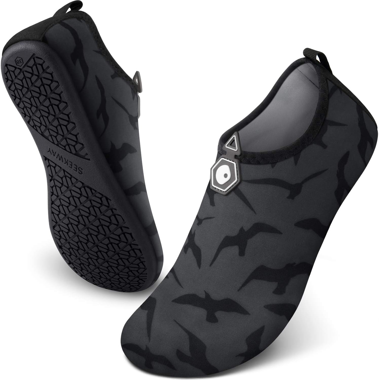 

Водные туфли SEEKWAY для женщин и мужчин, взрослые, быстросохнущие акваноски, босоножки с противоскользящей подошвой для пляжа, плавания, реки, бассейна, озера, серфинга, черные SK002(U)