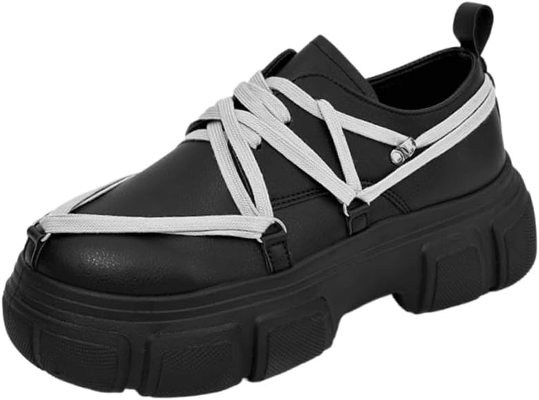 

Мужские модные спортивные кроссовки - толстая подошва для увеличения роста, удобная шнуровка, противоскользящая подошва, подходят для всех сезонов Fusecottc, черный