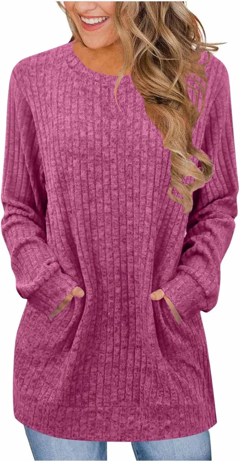 Свитшот женский оверсайз с карманом, Hot Pink