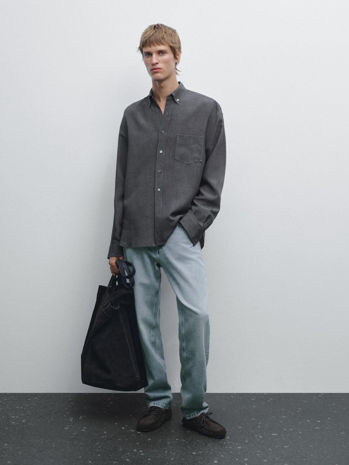 

Рубашка свободного кроя Massimo Dutti, темно-серый