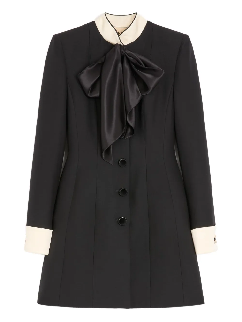 

Платье с атласным бантом и украшенными пуговицами Valentino Garavani, черный