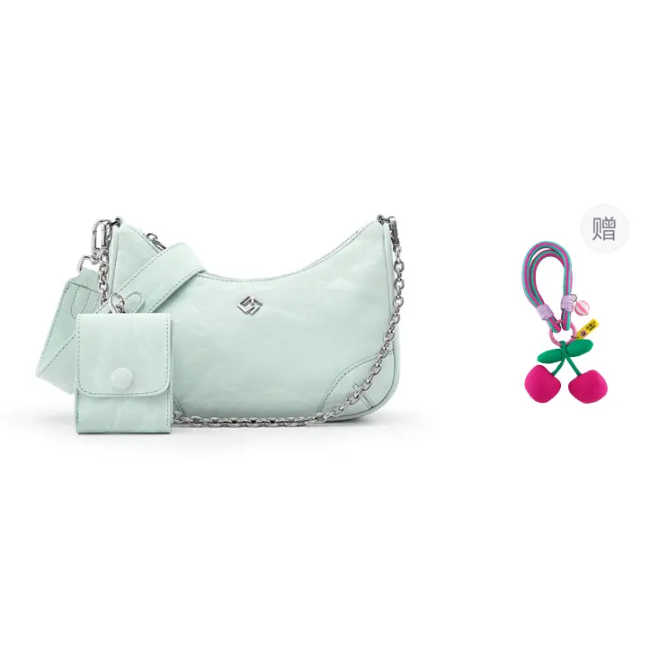

HE BAO BAO Женская наплечная сумка PU разноцветная, A.FLORE Collaboration Peach Red Cherry--Cloud Green