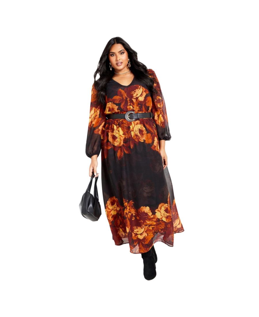 

Женское макси-платье Neve больших размеров AVENUE, Black bloom